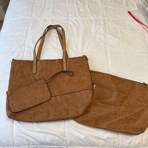 Joy Susan Brown Tote Bag Set of 3. 13 x 18